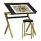 Stellar 36" Wide Craft / Drawing Table with Adjustable Top and Padded Stool Set - Gold, Black